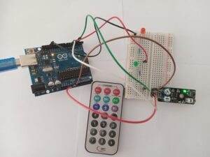 Remotely light up three LEDs connected to Arduino UNO by remote control