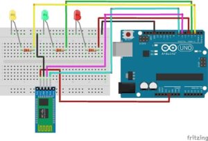 Control three LEDs connected to Arduino UNO via Bluetooth