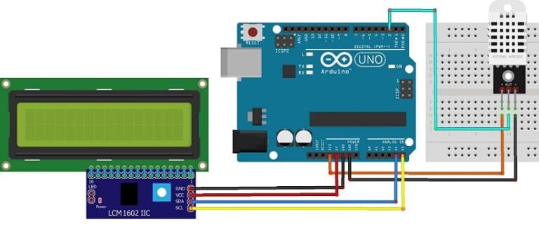 Display temperature and humidity measured by DHT22 connected to Arduino ...