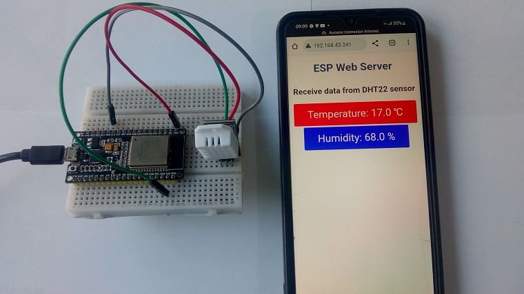 Schéma de câblage de la carte ESP32 avec le capteur DHT22