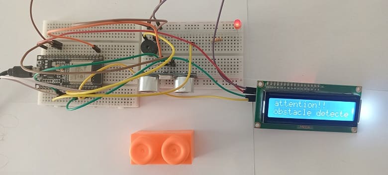 Mounting the obstacle detection system controlled by ESP32 board