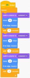 Making a sprite's costume change with Scratch
